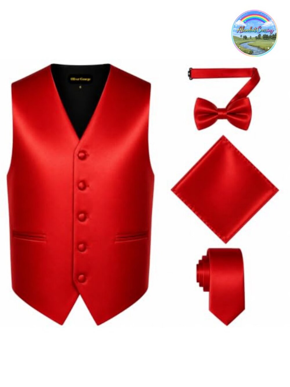 Men's 4pc Solid Formal Suit Vest Necktie Bowtie Handkerchief Set Tuxedo